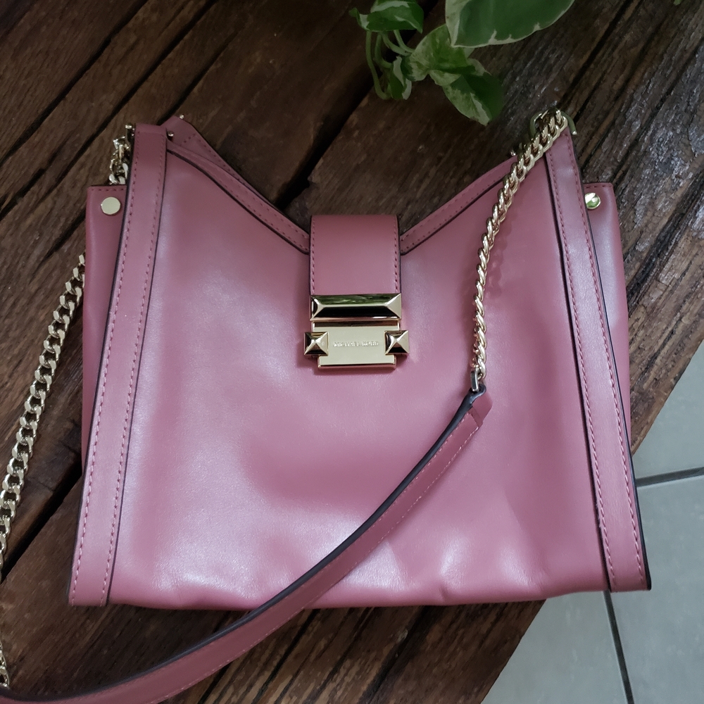 Michael Kors Rose Pink Handbag with Gold Hardware